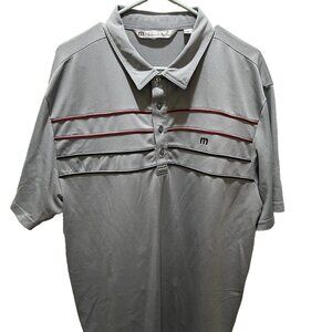 Travis Mathew Mens XXL Grey, Blue, Striped Short Sleeve Golf Polo Performance